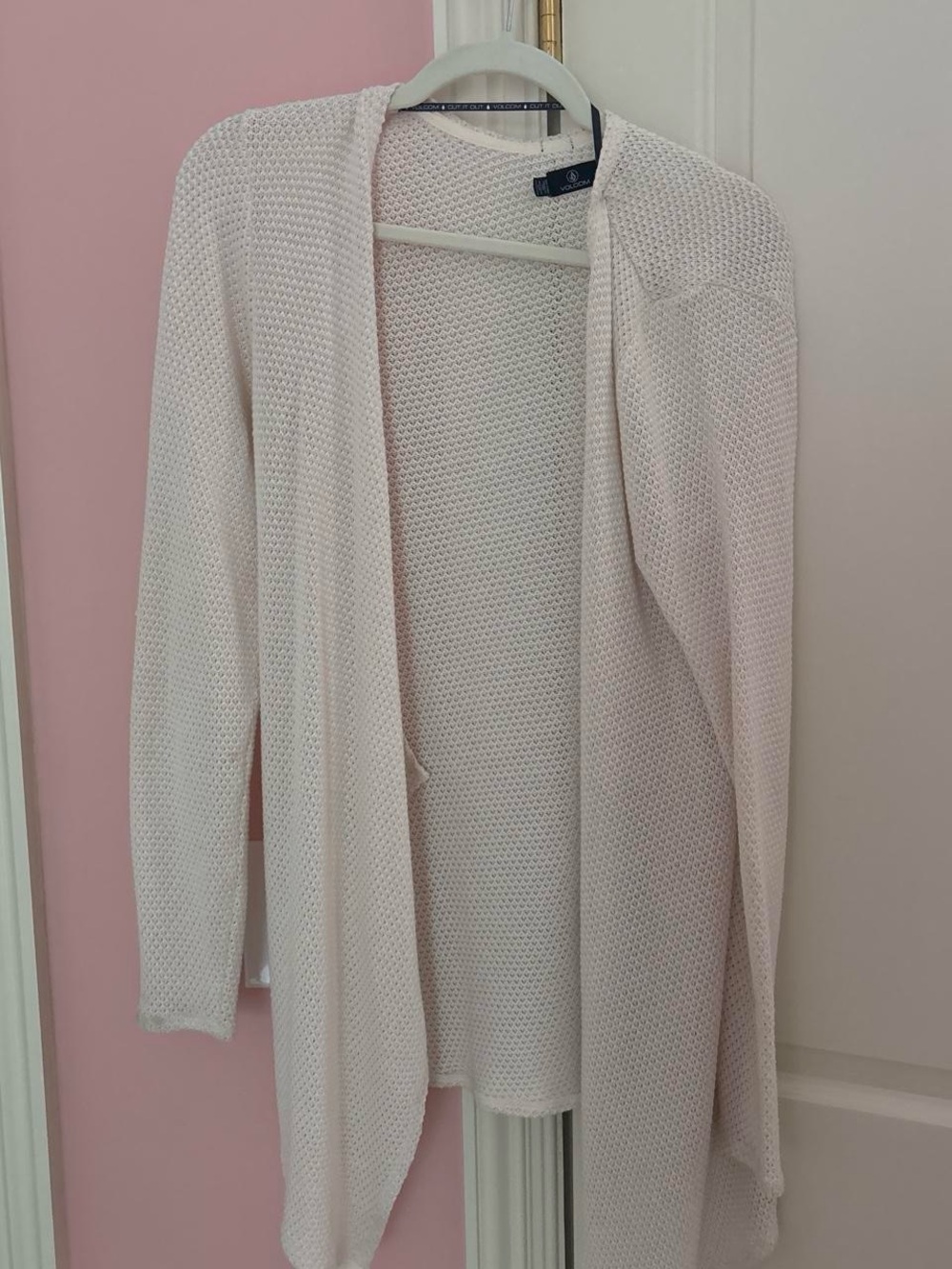 Volcom Cream White Open-Front Knit Cardigan